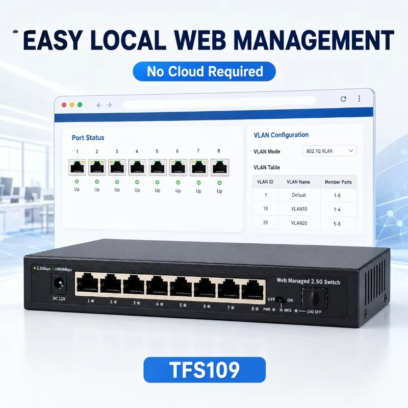 Sfp+ 10G Managed Switch 8 Port - 8-portowy przełącznik sieciowy 2,5 Gb z